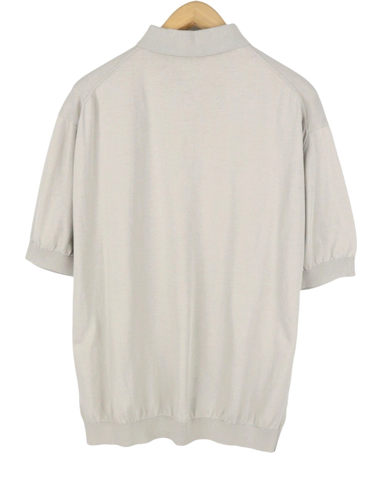 FILIPPO DE LAURENTIIS Men Polos IT60 3XL Grey Cotton Half Button Short Sleeve