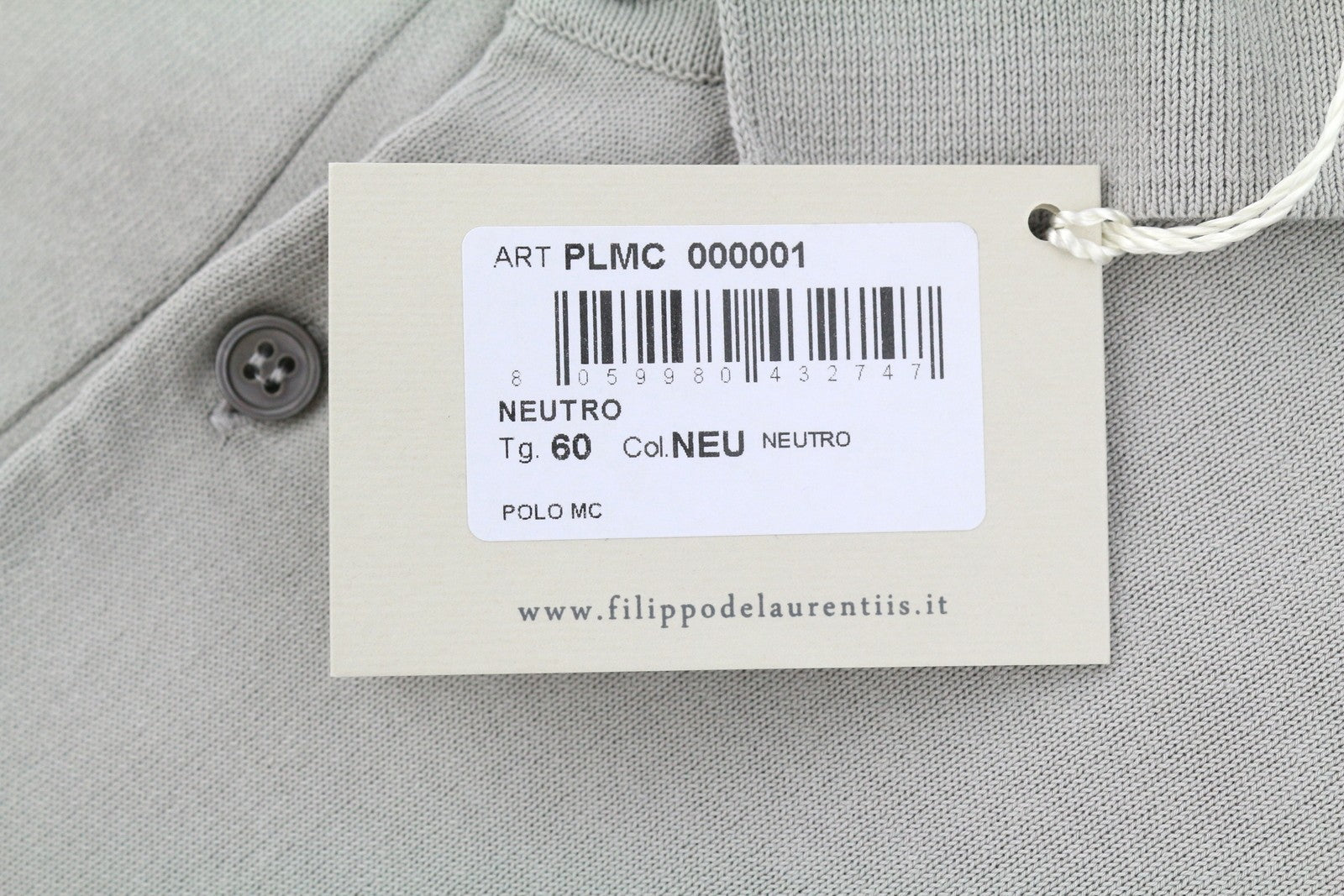 FILIPPO DE LAURENTIIS Men Polos IT60 3XL Grey Cotton Half Button Short Sleeve