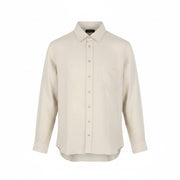 SEASE TN359 Men Shirt L Beige Hemp Button Up Patch Pocket RRP460