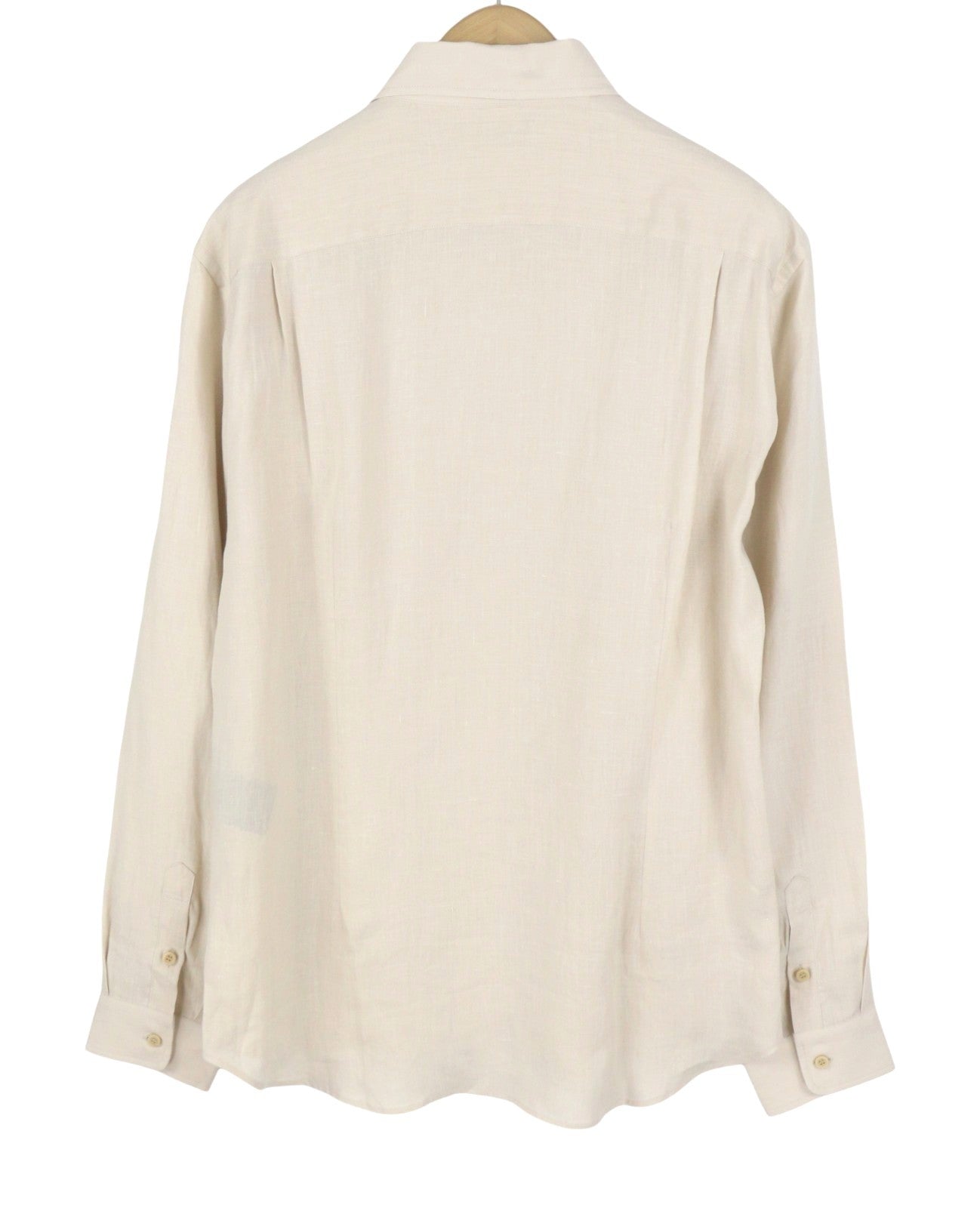 SEASE TN359 Men Shirt L Beige Hemp Button Up Patch Pocket RRP460