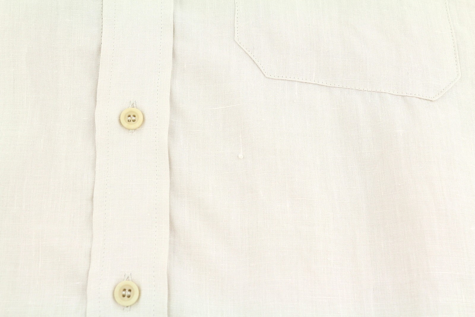 SEASE TN359 Men Shirt L Beige Hemp Button Up Patch Pocket RRP460