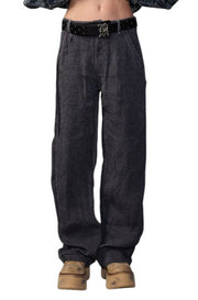R13 Carpenter Women Trousers 27 Charcoal Grey Linen Relaxed Fit SS26 RRP1125