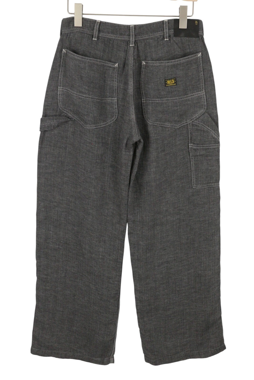 R13 Carpenter Women Trousers 27 Charcoal Grey Linen Relaxed Fit SS26 RRP1125
