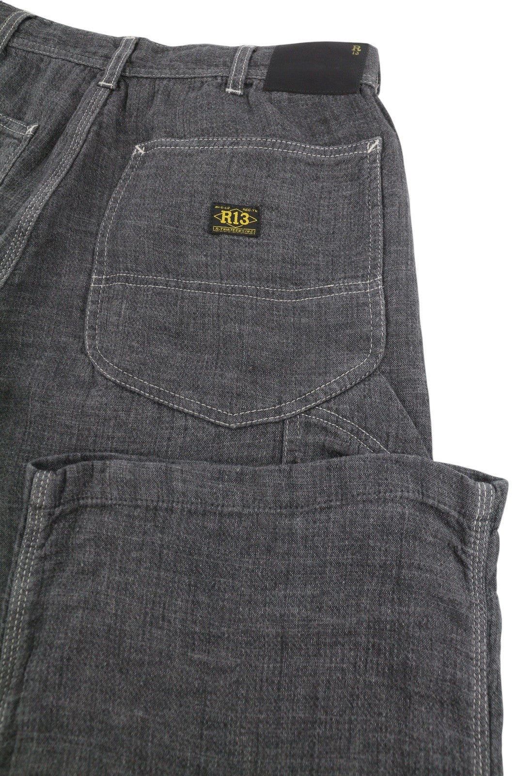 R13 Carpenter Women Trousers 27 Charcoal Grey Linen Relaxed Fit SS26 RRP1125