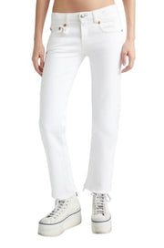 R13 Boy Straight Women Jeans 28 Aerin White Stretch Distress Cropped PS26