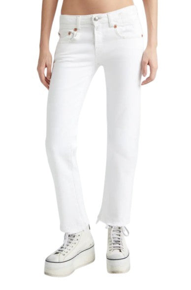 R13 Boy Straight Women Jeans 28 Aerin White Stretch Distress Cropped PS26