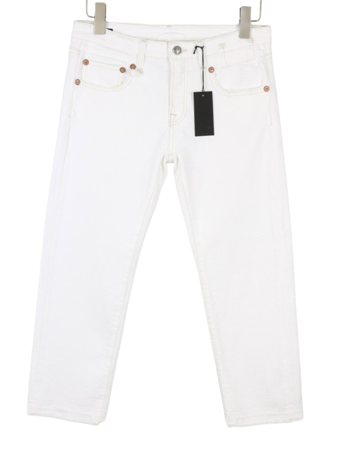R13 Boy Straight Women Jeans 28 Aerin White Stretch Distress Cropped PS26