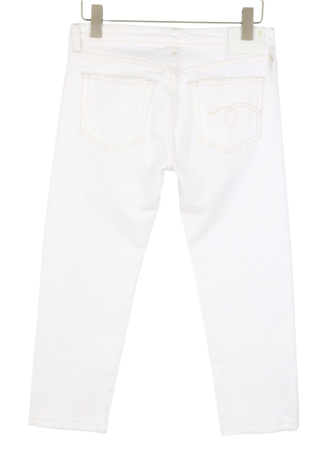 R13 Boy Straight Women Jeans 28 Aerin White Stretch Distress Cropped PS26