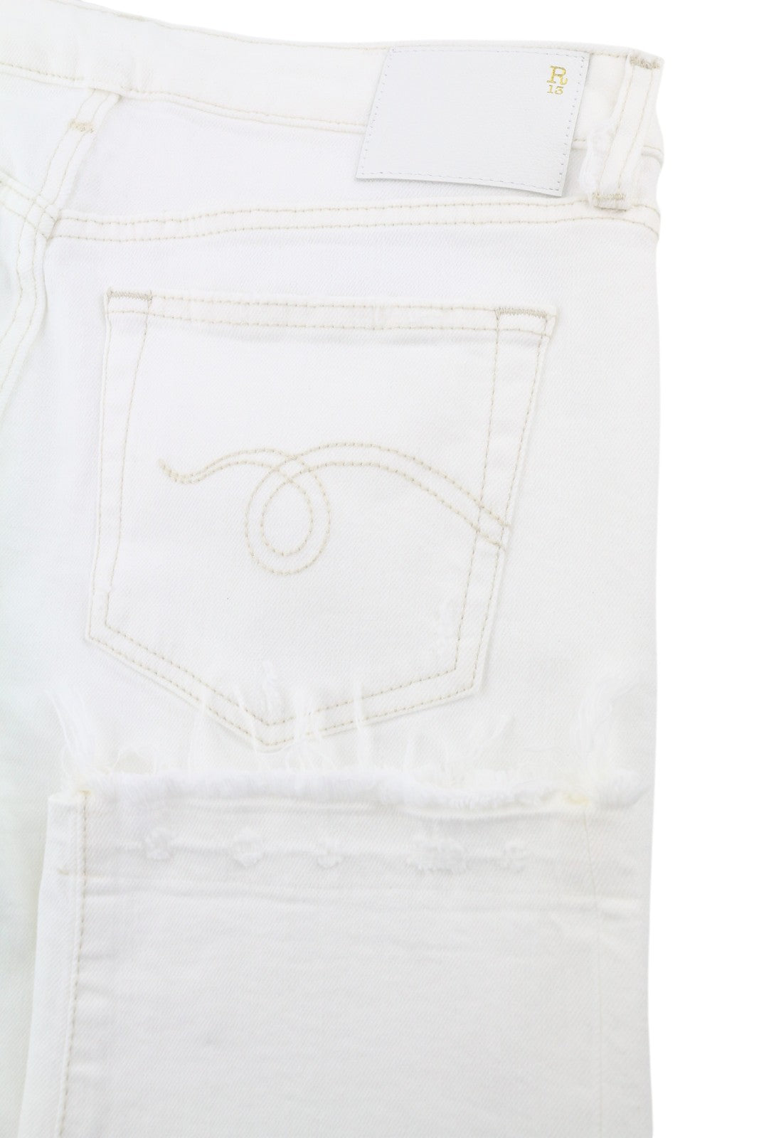 R13 Boy Straight Women Jeans 28 Aerin White Stretch Distress Cropped PS26