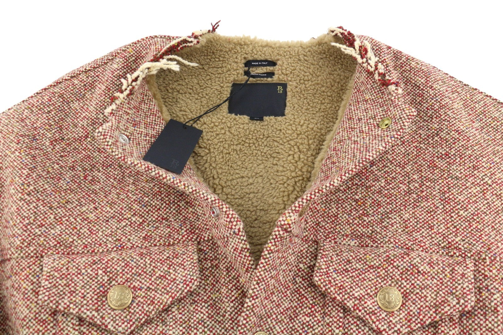 R13 Lacey Trucker Women Jacket M/L Colourful Wool Blend Oversized Heavy RRP2199