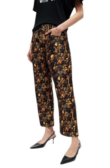 R13 X-BF Women Trousers 27 Skull Camo Moleskin Velvet Cropped