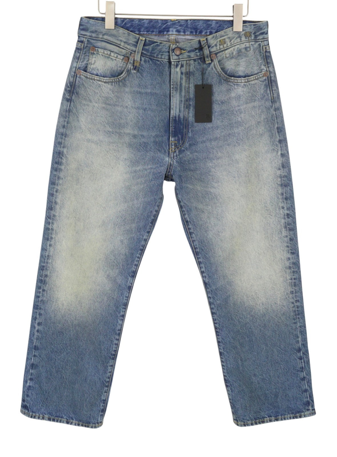 R13 Cuffed X-BF Women Jeans 31 Jasper Cropped Whiskers Faded Blue PF26