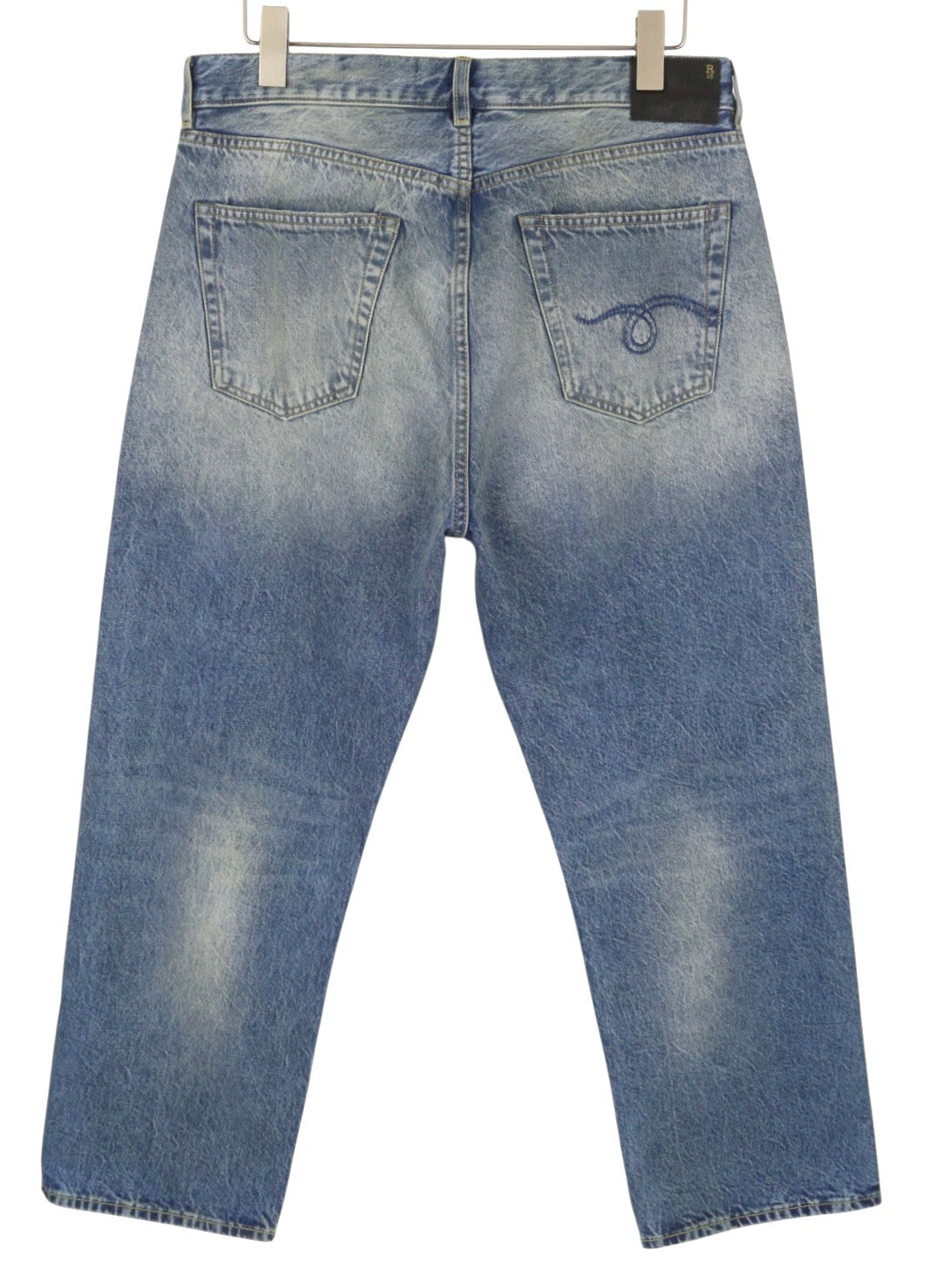 R13 Cuffed X-BF Women Jeans 31 Jasper Cropped Whiskers Faded Blue PF26