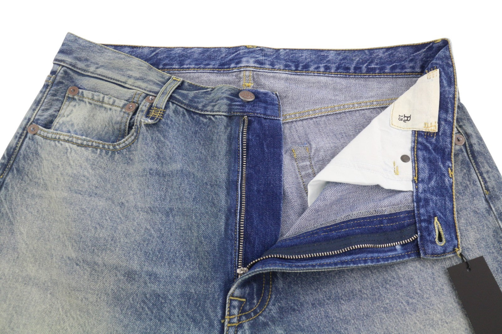 R13 Cuffed X-BF Women Jeans 31 Jasper Cropped Whiskers Faded Blue PF26