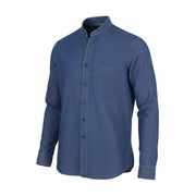 SEASE TN690 Fish Tail Men Shirt S Mid Denim Blue Buton Up Linen Blend RRP510