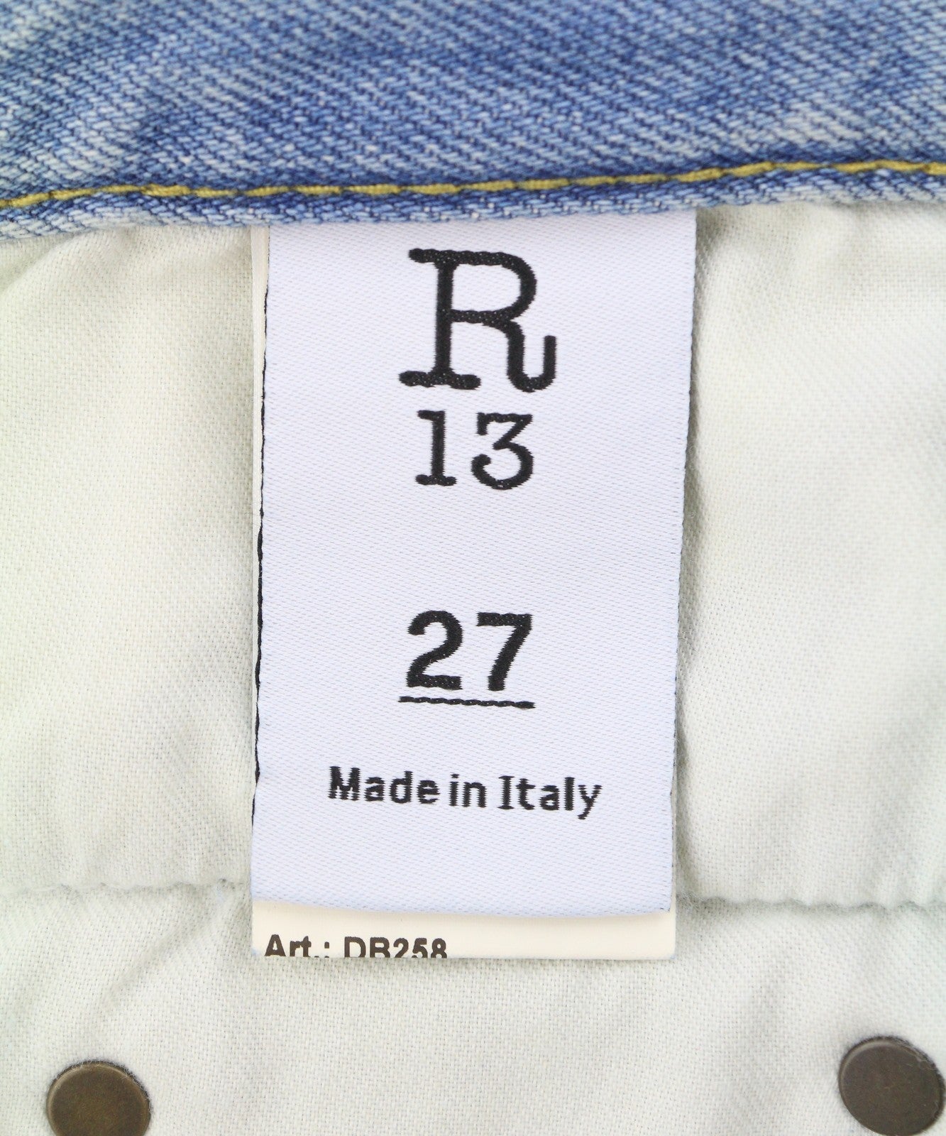 R13 Double Loop Venti Women Shorts 27 Toni Blue Faded Whiskers Pleat Denim