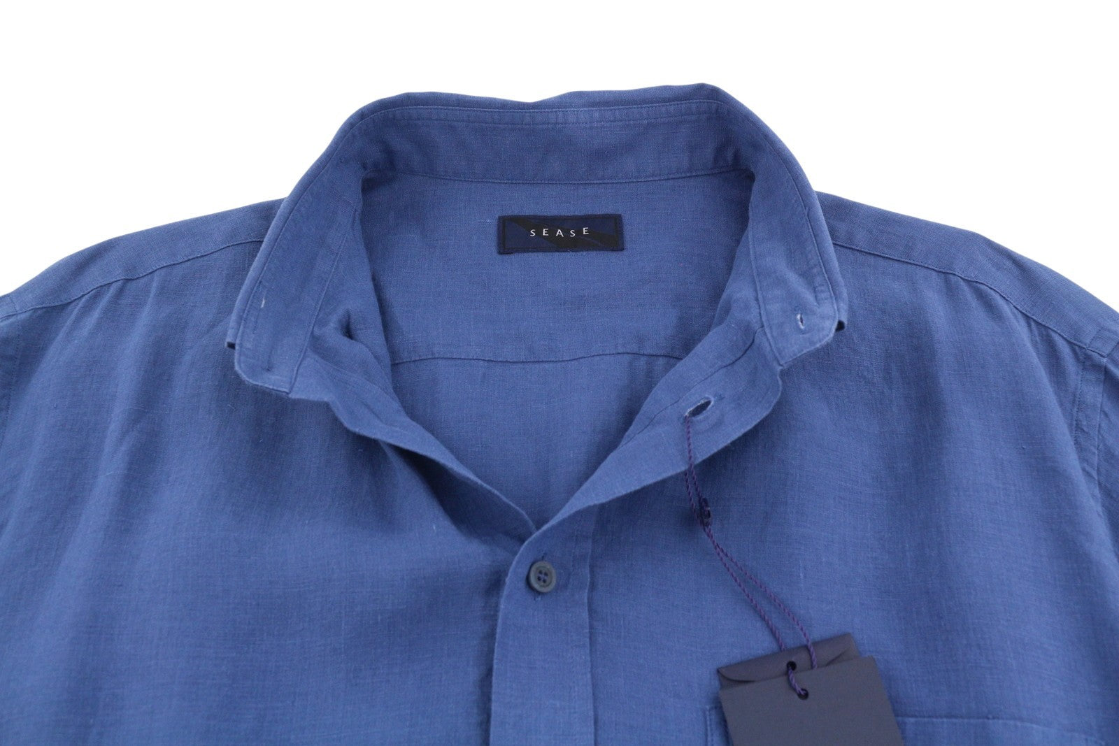 SEASE TN359 Men Shirt 3XL Royal Blue Hemp Button Up Patch Pocket RRP460