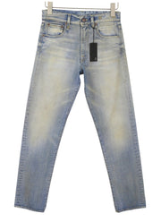 R13 Cuffed Boyfriend Women Jeans 25 Prove Lavaggio Aged Look Faded Blue PS26
