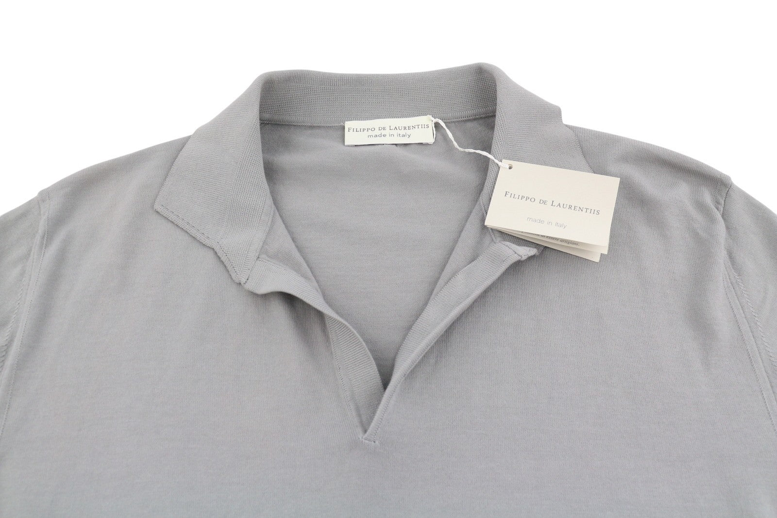 FILIPPO DE LAURENTIIS Men Polos IT56 2XL Grey Stretch Short Sleeved