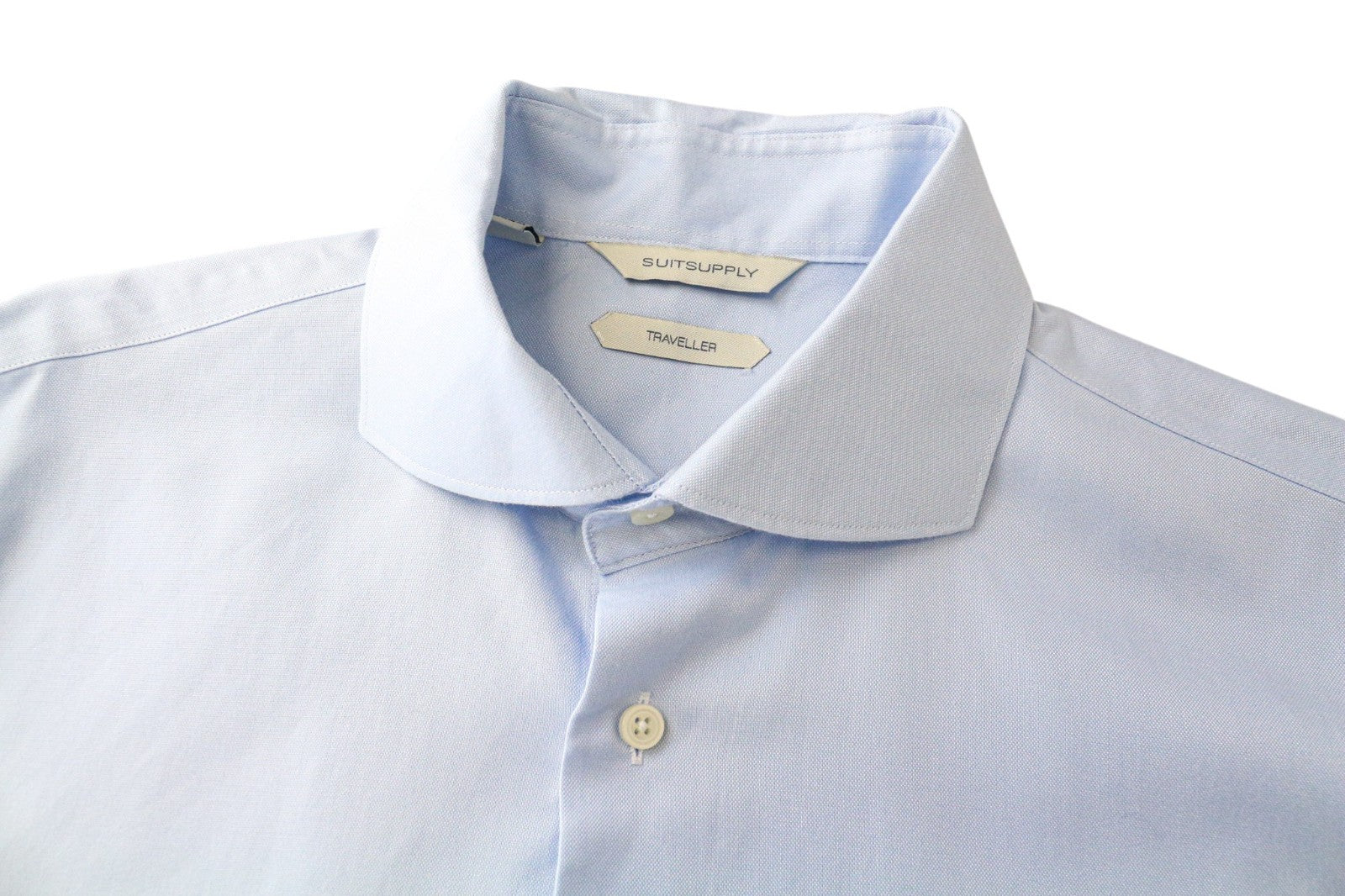SUITSUPPLY Traveller Men Shirt 40-7/15 3/4L Extra Slim Blue Cotton Button-Up