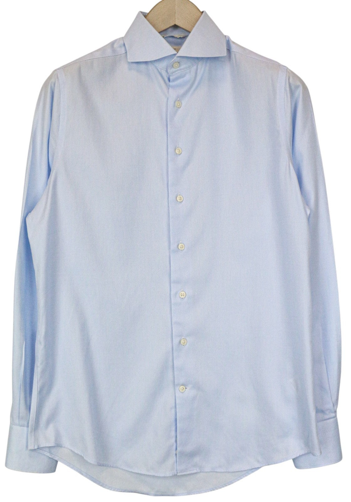 SUITSUPPLY Men Shirt 37/14 1/2 Slim Blue Pure Cotton Cutaway Collar Long Sleeve