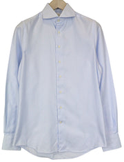 SUITSUPPLY Men Shirt 37/14 1/2 Extra Slim Blue Pure Cotton Striped Classic