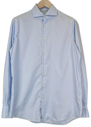 SUITSUPPLY Men Shirt 40/15 3/4 Slim Blue Pure Cotton Cutaway Button-Up Twill