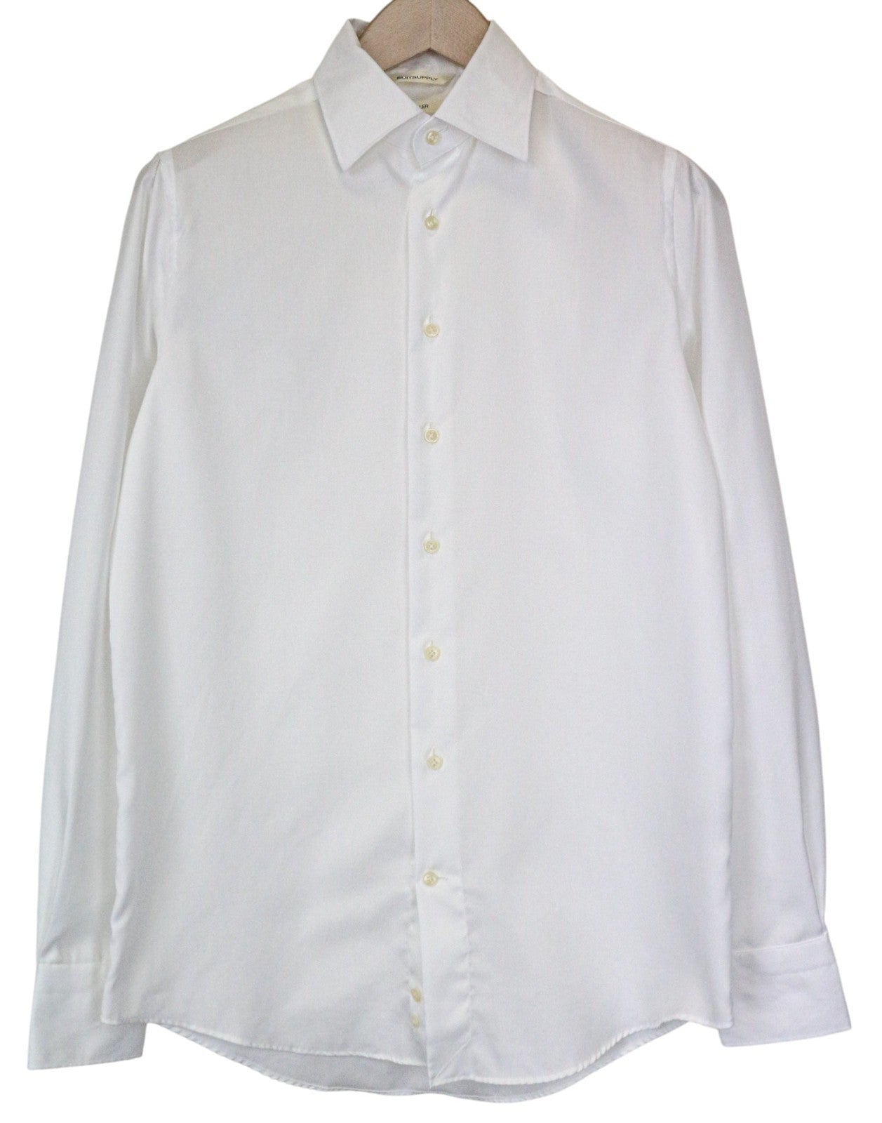 SUITSUPPLY Traveller Men Shirt 37/14 1/2 Slim White Pure Cotton Long Sleeve