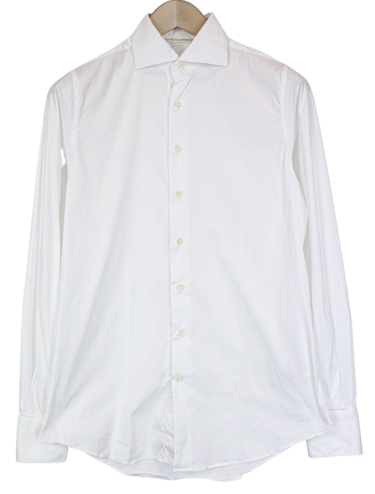 SUITSUPPLY Men Shirt ~2XS Extra Slim Cotton Stretch White Cutaway Classic