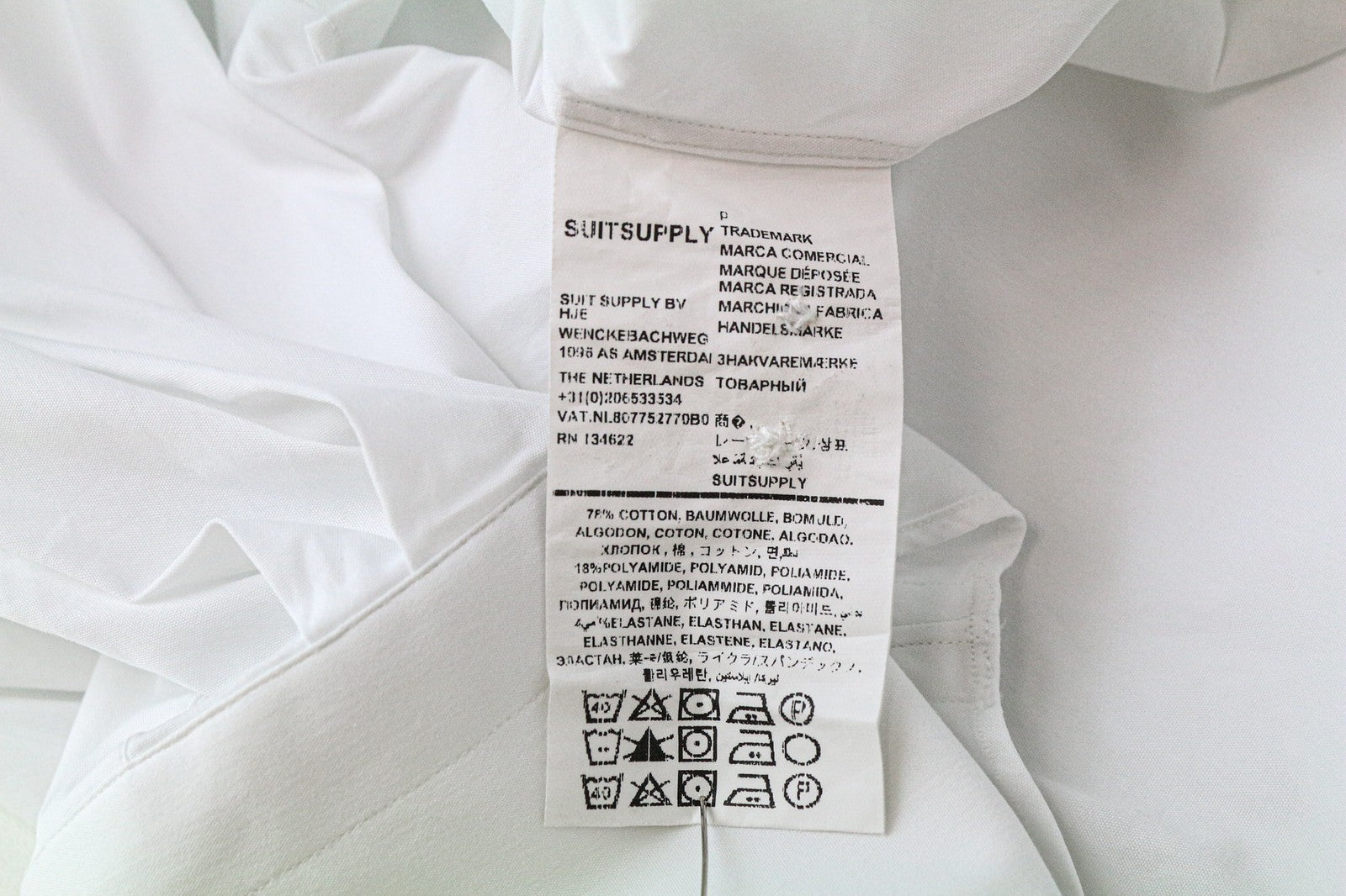 SUITSUPPLY Men Shirt ~2XS Extra Slim Cotton Stretch White Cutaway Classic