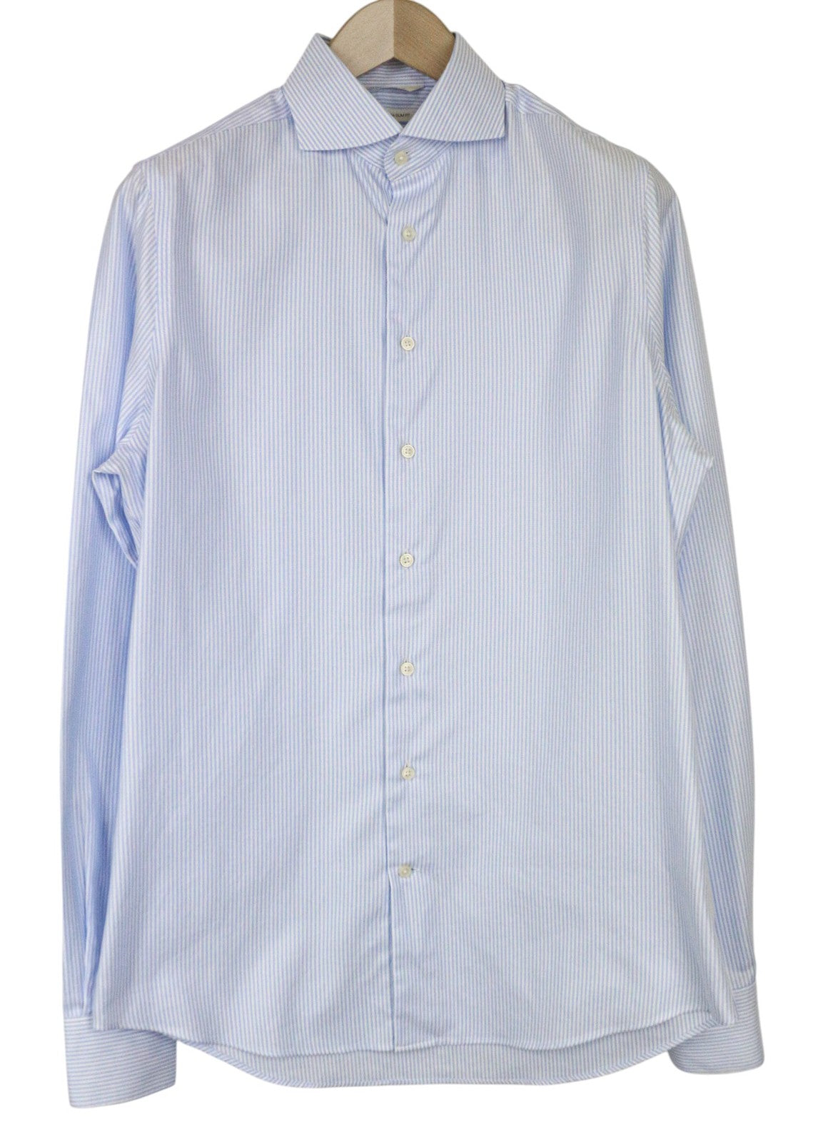 SUITSUPPLY Men Shirt 39L/15 1/2L Extra Slim Blue Pure Cotton Striped Long Sleeve