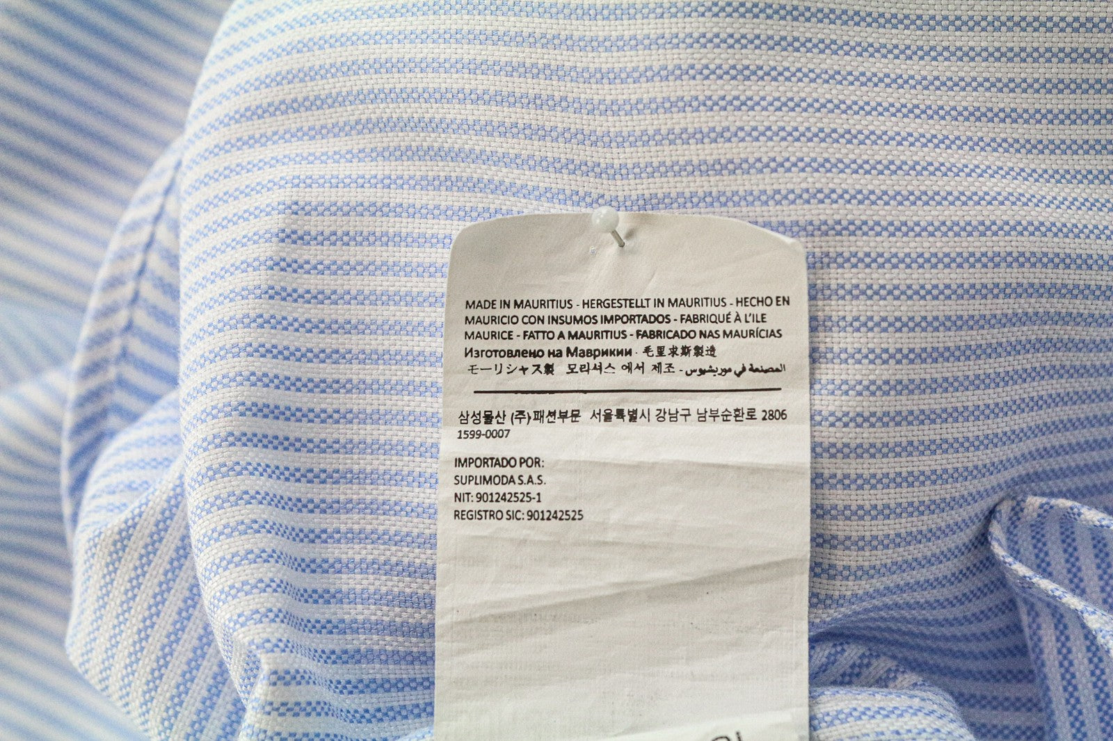 SUITSUPPLY Men Shirt 39L/15 1/2L Extra Slim Blue Pure Cotton Striped Long Sleeve