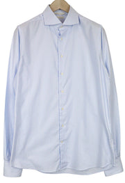SUITSUPPLY Men Shirt 41L/16L Extra Slim Blue Pure Cotton Striped Pattern Twill