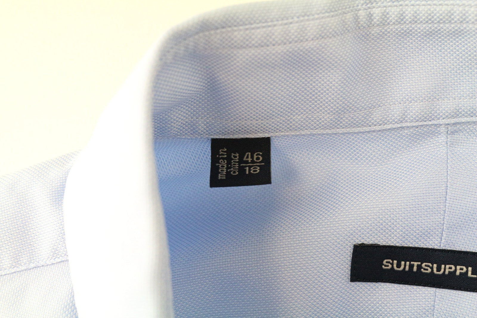 SUITSUPPLY Men Shirt 46/18 Blue Pure Cotton Button-Up Long Sleeved Formal
