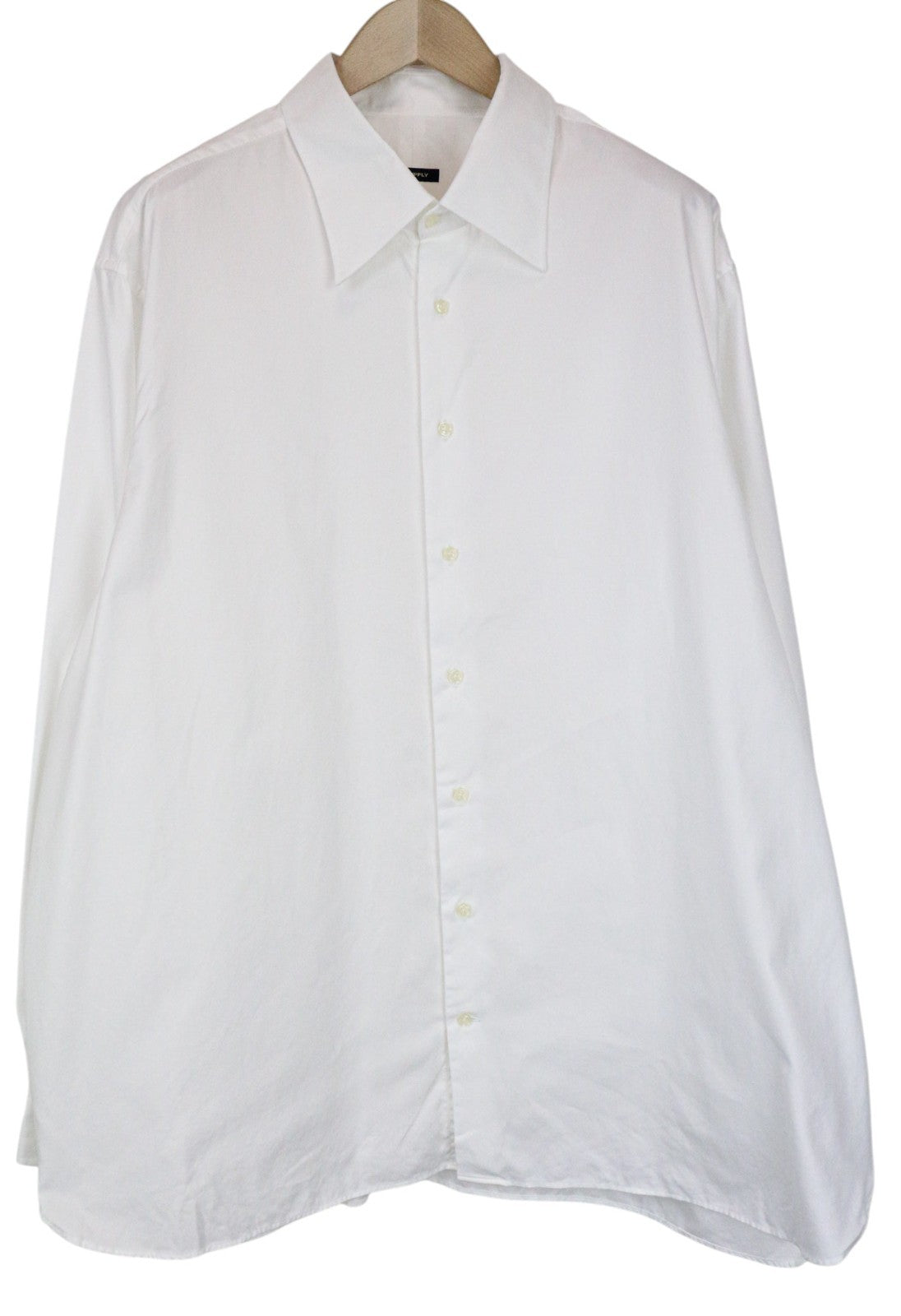 SUITSUPPLY Men Shirt 50/19 3/4 Pure Cotton White Long Sleeved Classic Twill