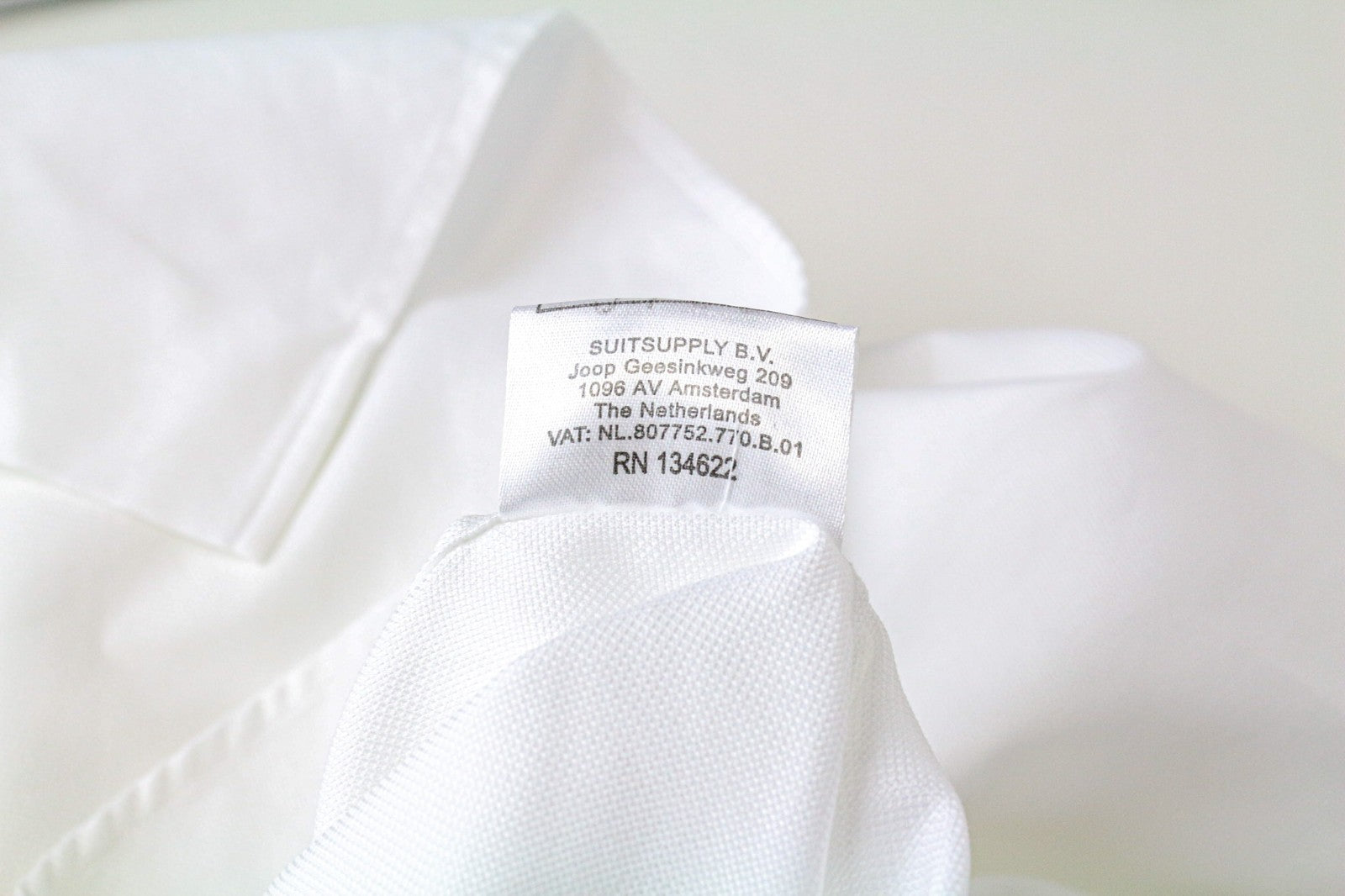 SUITSUPPLY Men Shirt 50/19 3/4 Pure Cotton White Long Sleeved Classic Twill