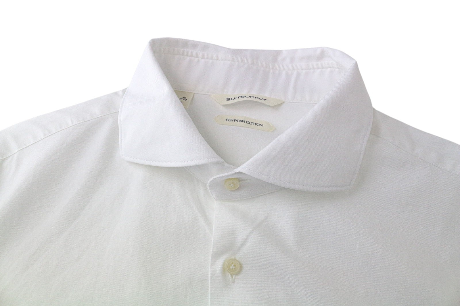 SUITSUPPLY Men Shirt 44/17 1/2 Slim Pure Cotton White Cutaway Button-Up