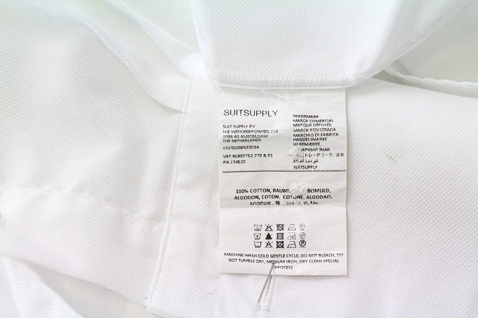 SUITSUPPLY Men Shirt M Slim Fit Pure Cotton White Spread Collared