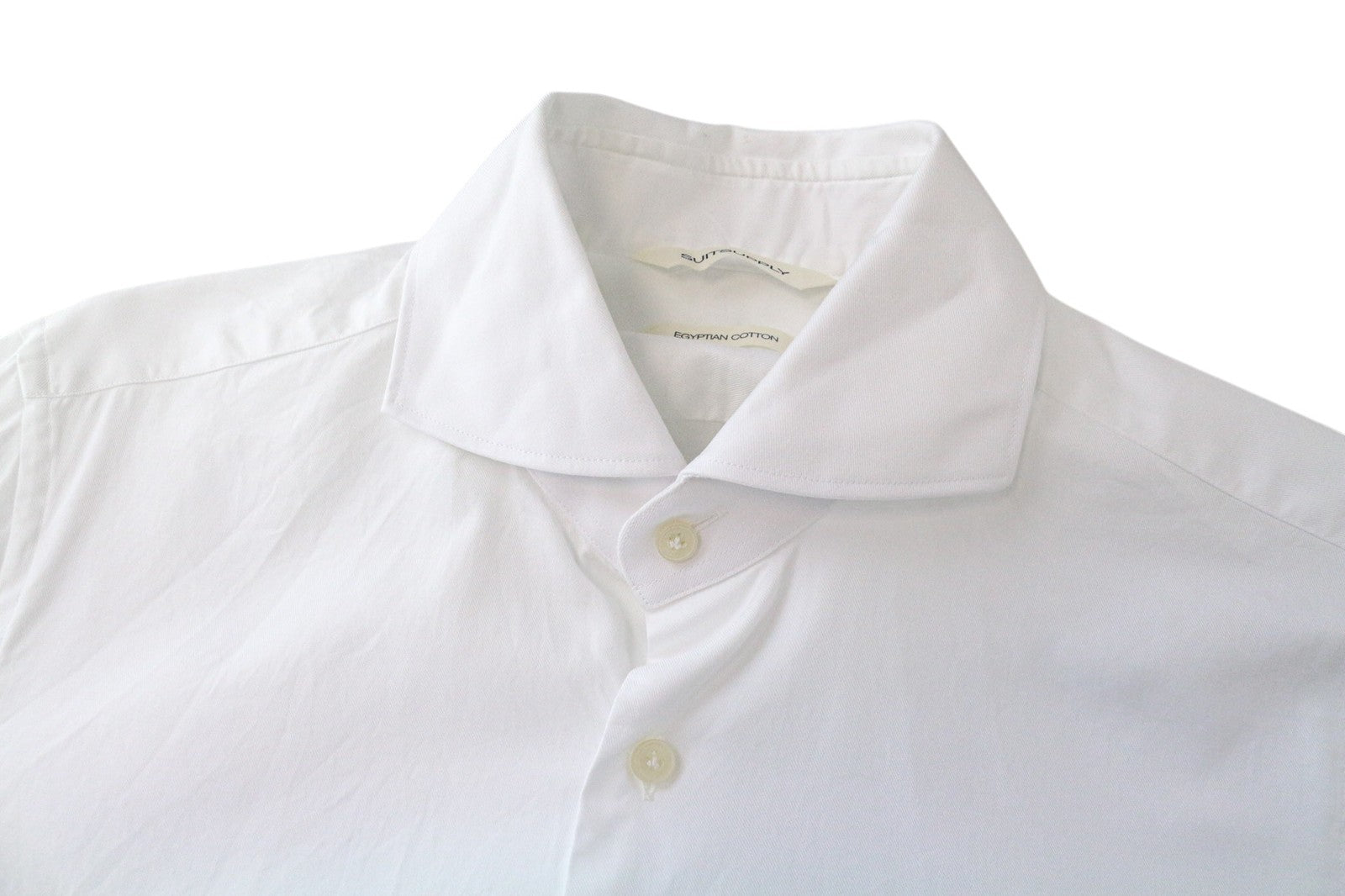 SUITSUPPLY Men Shirt 38/15 Extra Slim Pure Cotton White Long Sleeve Formal