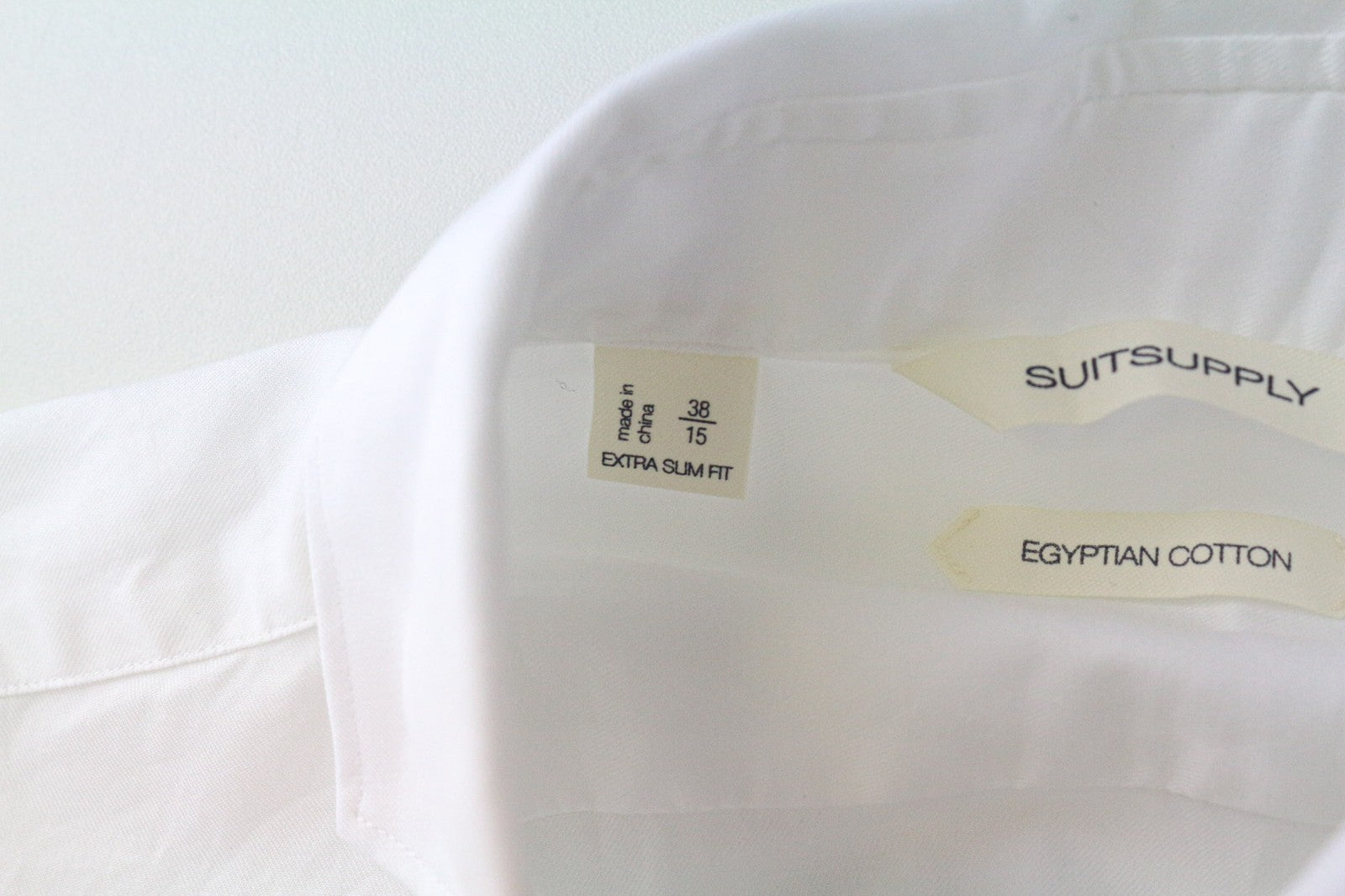 SUITSUPPLY Men Shirt 38/15 Extra Slim Pure Cotton White Long Sleeve Formal