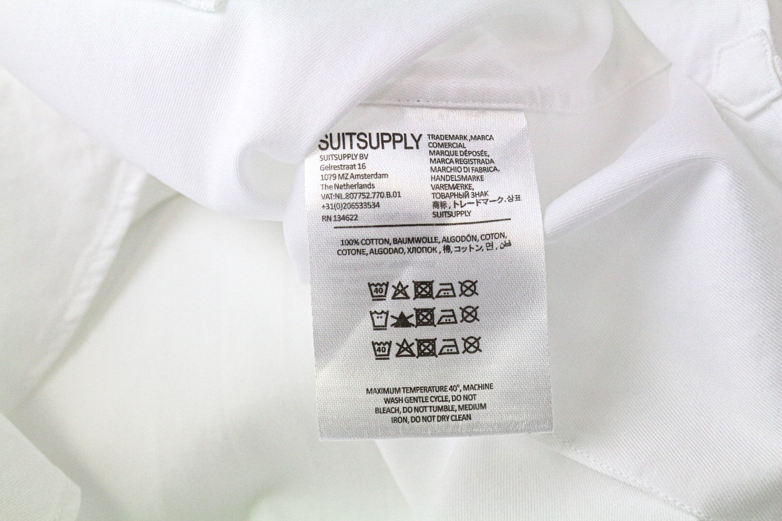 SUITSUPPLY Men Shirt 38/15 Extra Slim Pure Cotton White Long Sleeve Formal