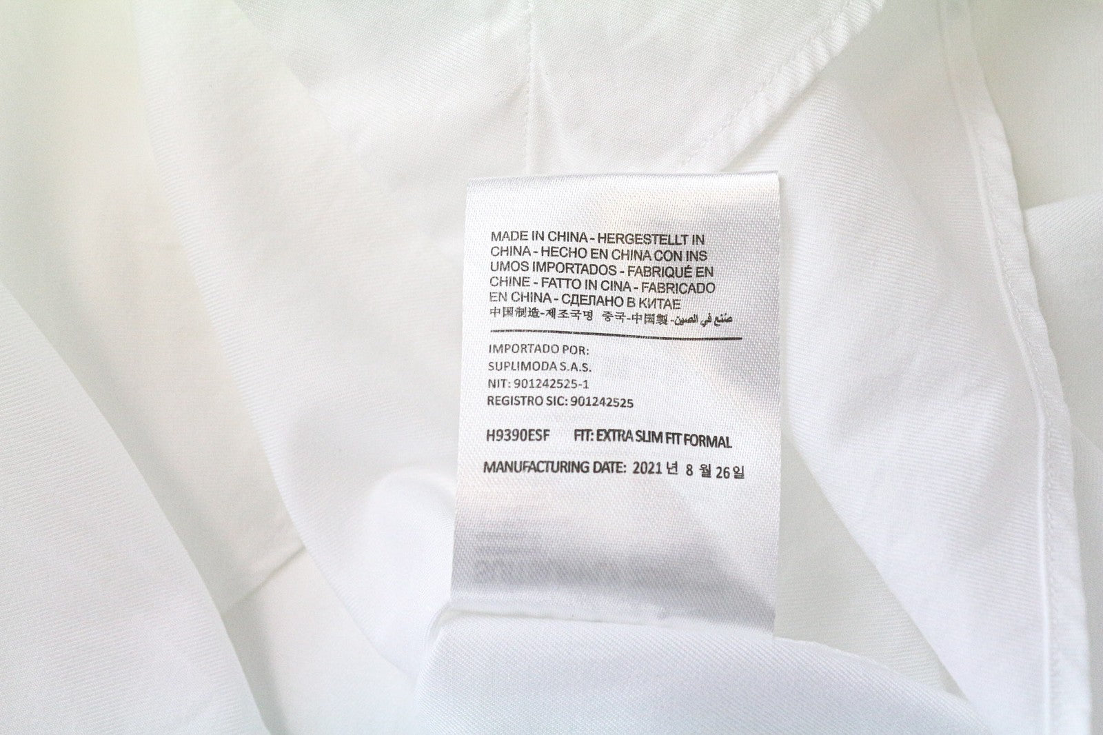 SUITSUPPLY Men Shirt 38/15 Extra Slim Pure Cotton White Long Sleeve Formal