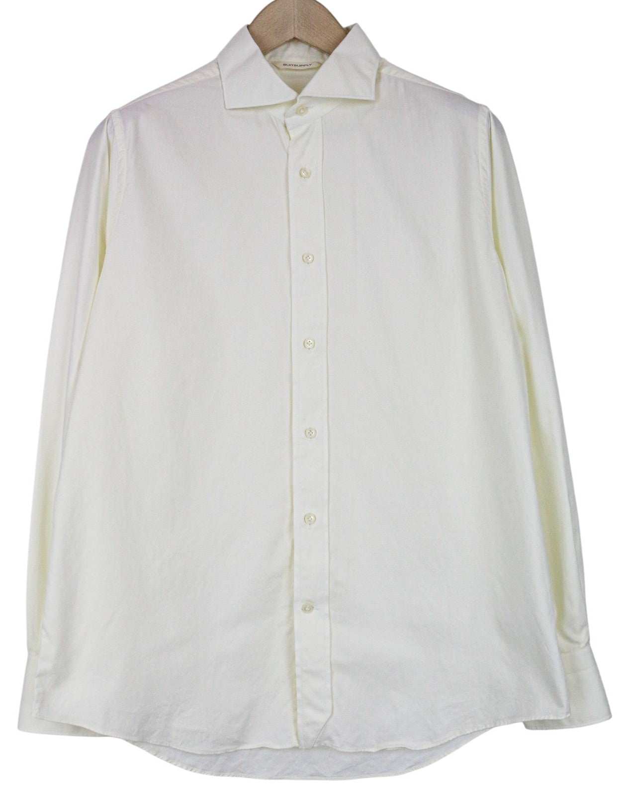 SUITSUPPLY Men Shirt M Slim Off-White Pure Cotton Long Sleeve Classic