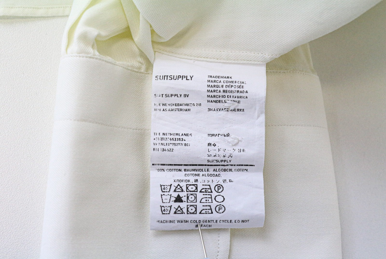 SUITSUPPLY Men Shirt M Slim Off-White Pure Cotton Long Sleeve Classic