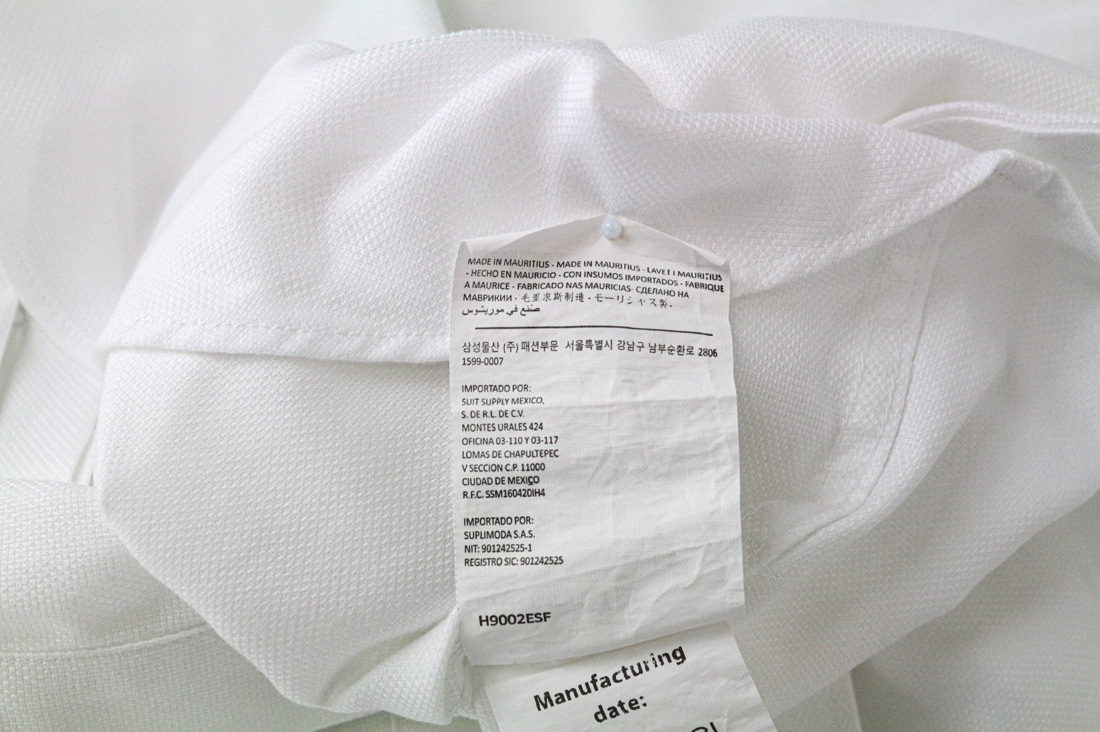 SUITSUPPLY Traveller Men Shirt 39/15 1/2 Extra Slim White Cotton Long Sleeve