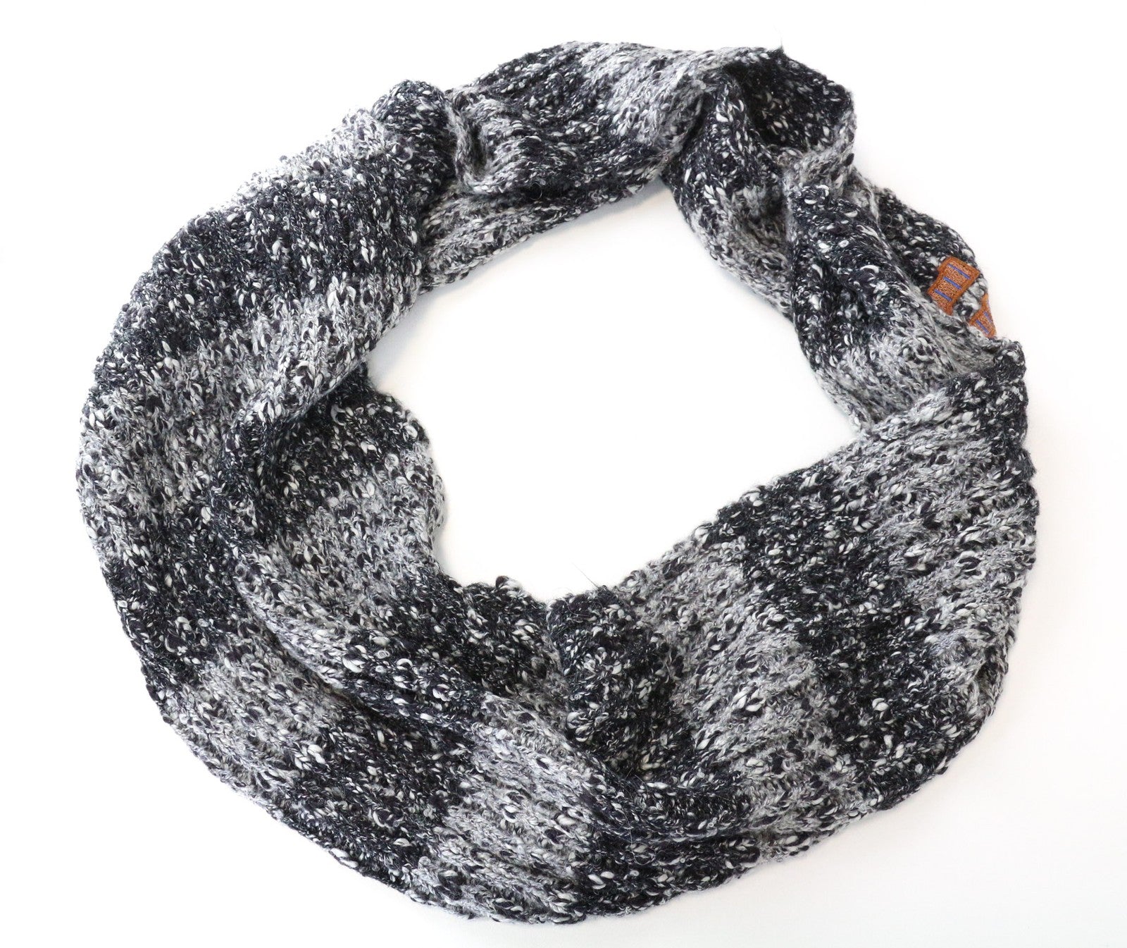 SCOTCH & SODA Women Scarf OS Grey Wool Mohair Blend Infinite Striped Knitted