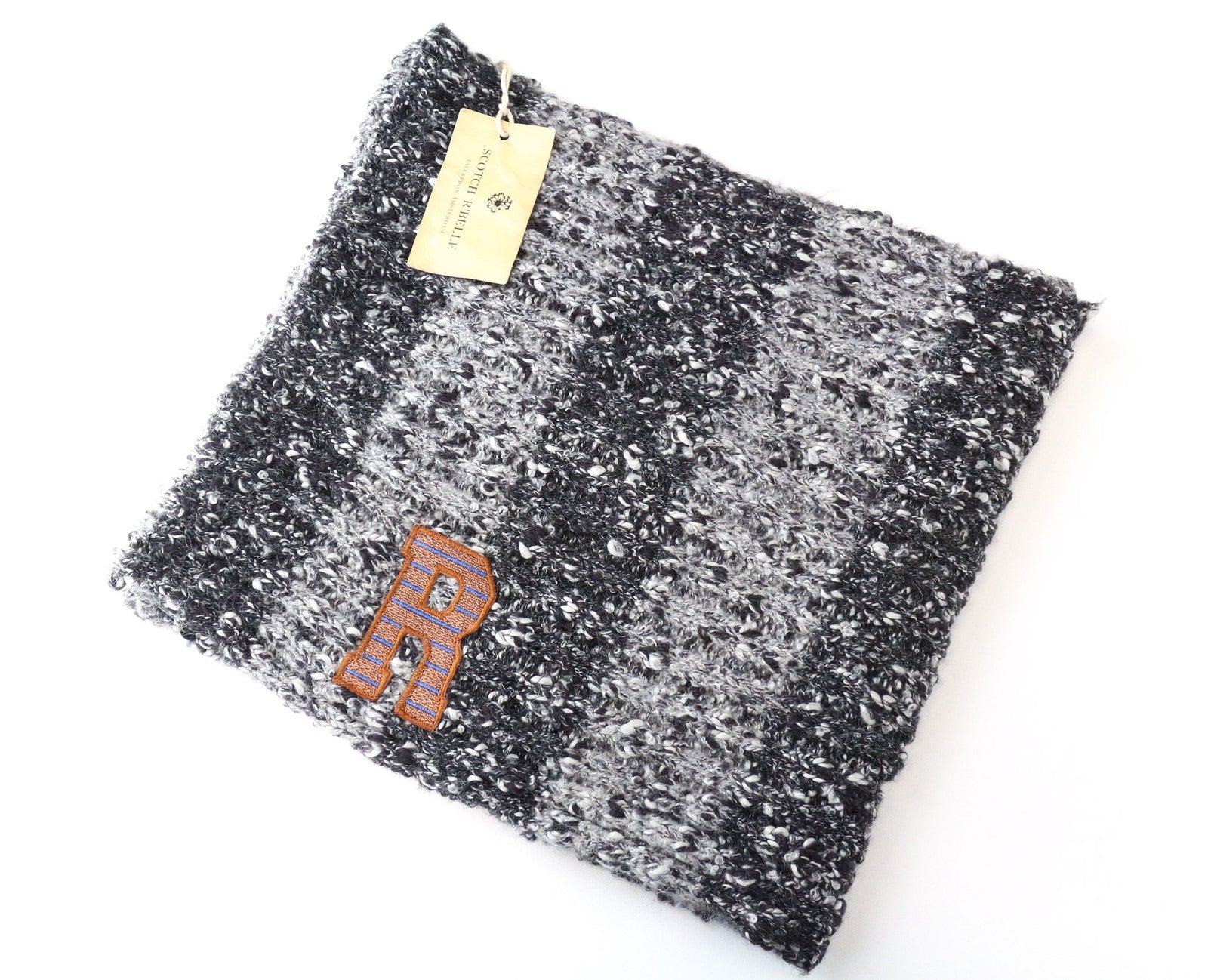 SCOTCH & SODA Women Scarf OS Grey Wool Mohair Blend Infinite Striped Knitted