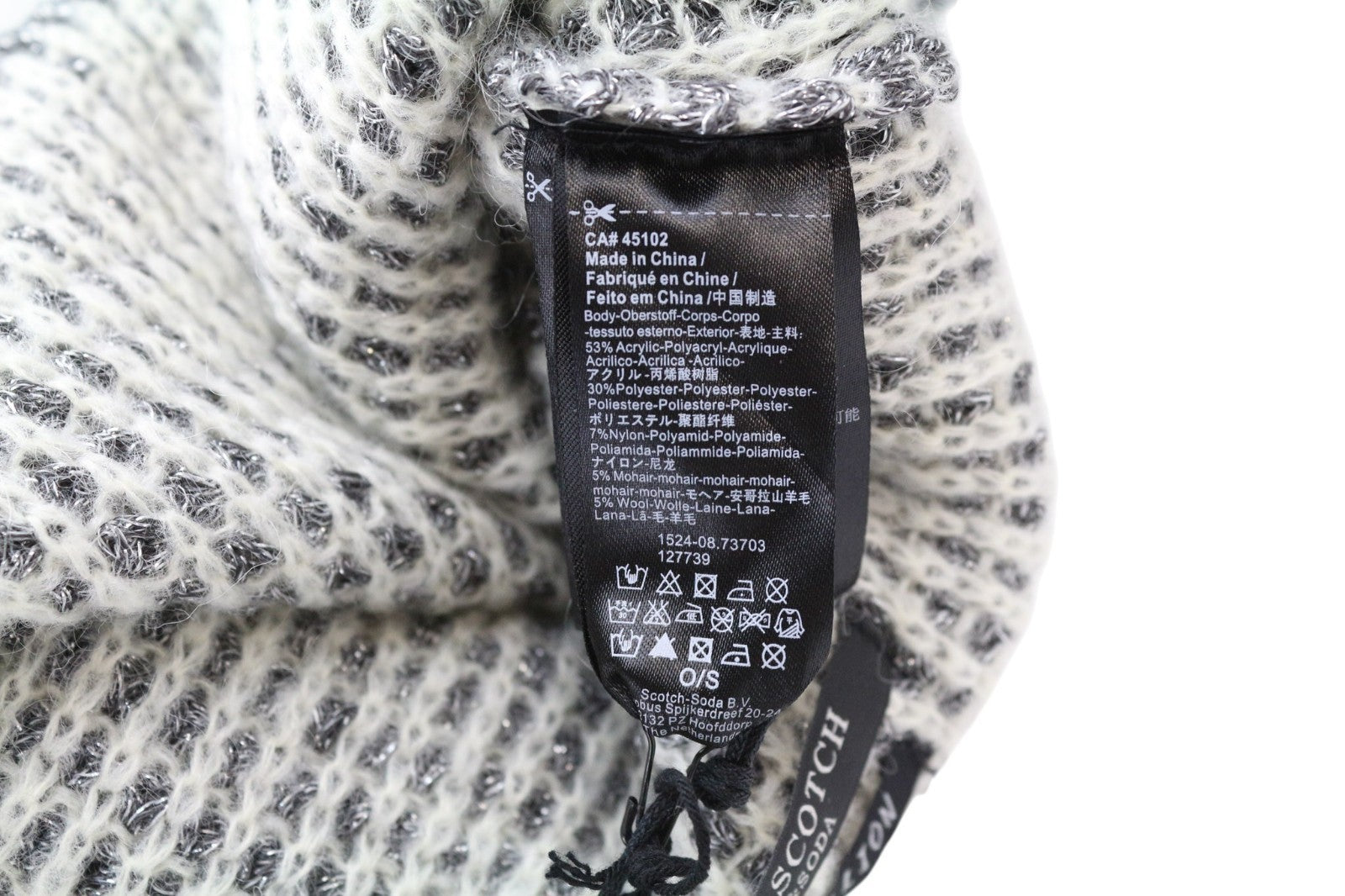 MAISON SCOTCH Women Hat OS Grey Mohair Wool Blend Knitted Beanie