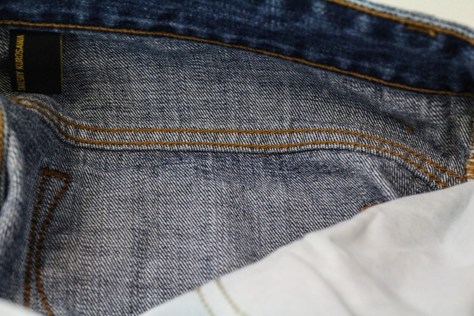 TAKESHY KUROSAWA TK 08 Men Jeans W34 Blue Non-Stretch Distressed Button Slim