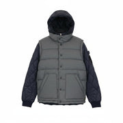 SCOTCH & SODA Men Jacket XL Mid Grey Wool Blend Melange Hooded Windbreaker